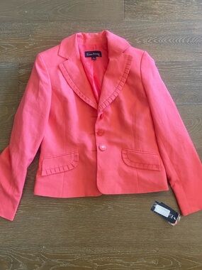 NWT Evan Picone Nordstrom Pink Lined Blazer Jacket Collar Rivets Work Career 6